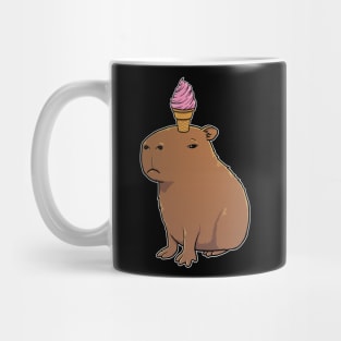 Capybara with Strawberry Ice Cream on its head Mug